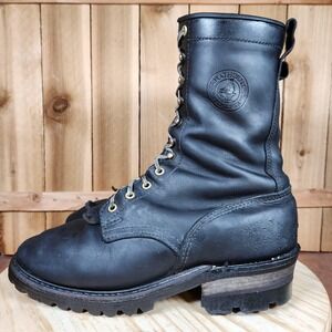 Hathorn Explorer Boots Mens Size 9.5EE Black Logger Vibram Wildland Made USA